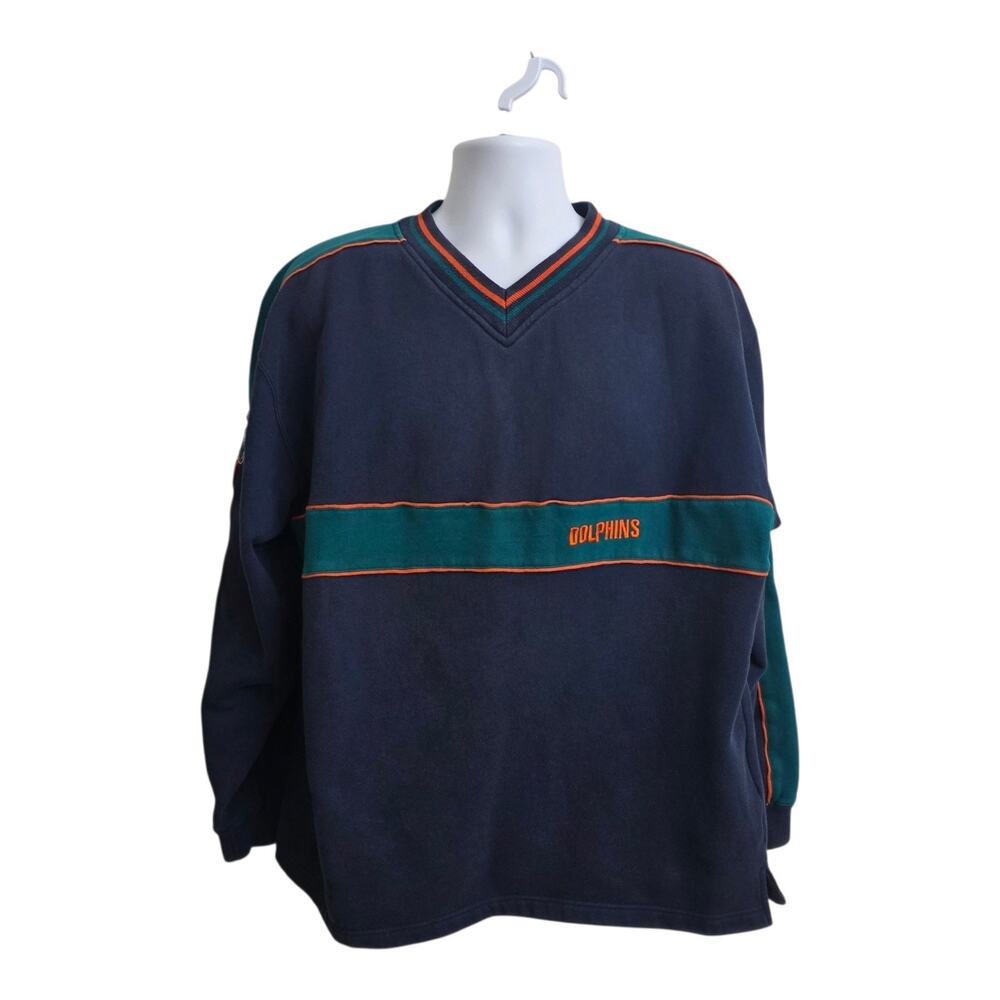 Vintage 1990s Puma Miami Dolphins Sweatshirt Men's NFL Blue Green Orange Size XL